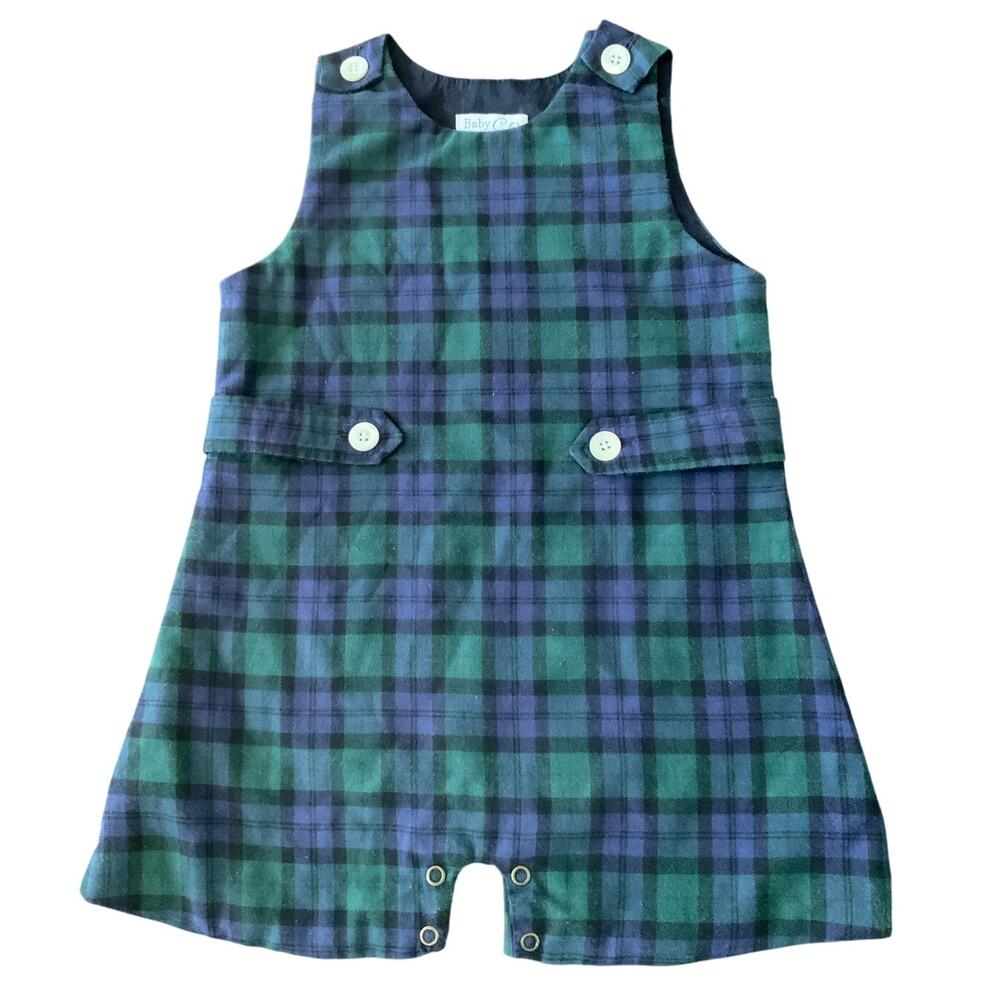 Baby CZ by Carolina Zapf Tartan Blue/Green Plaid Jon Jon size 2T